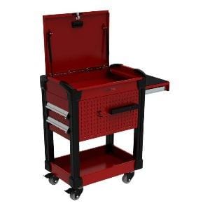 Service Cart with Locking Top and Locking Drawer- Red